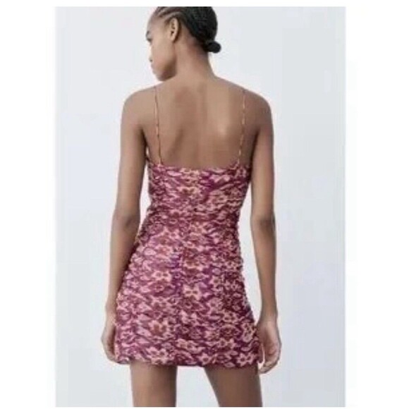 Zara Women's Purple Metallic Twist Front Draped Ruched Dress Women’s Size Small - Picture 3 of 9